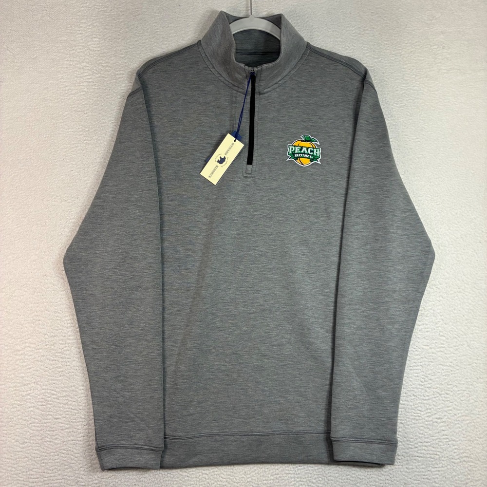 Onward Reserve Performance Quarter Zip Men M Gray Peach Bowl Pullover NCAA NWT